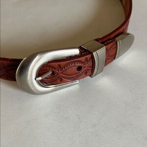 Milor Embossed Brown Belt with Silver Buckle size small